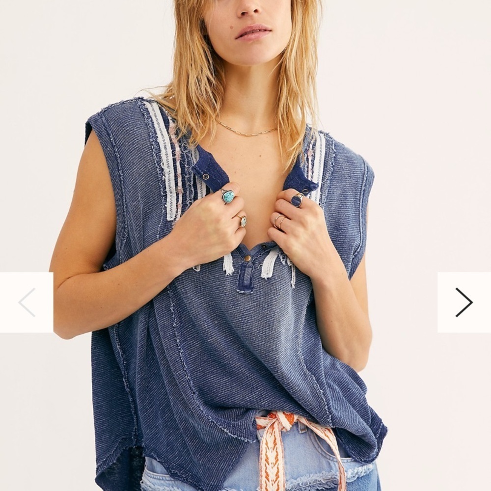 NEW Free People Harvey Muscle Distressed Oversized Tank Top Shirt M - Picture 5 of 15